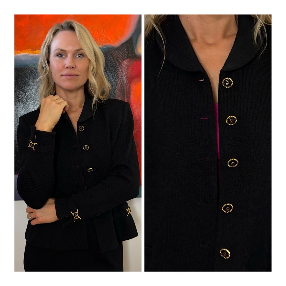 St. John Black Blazer with Gold Buttons